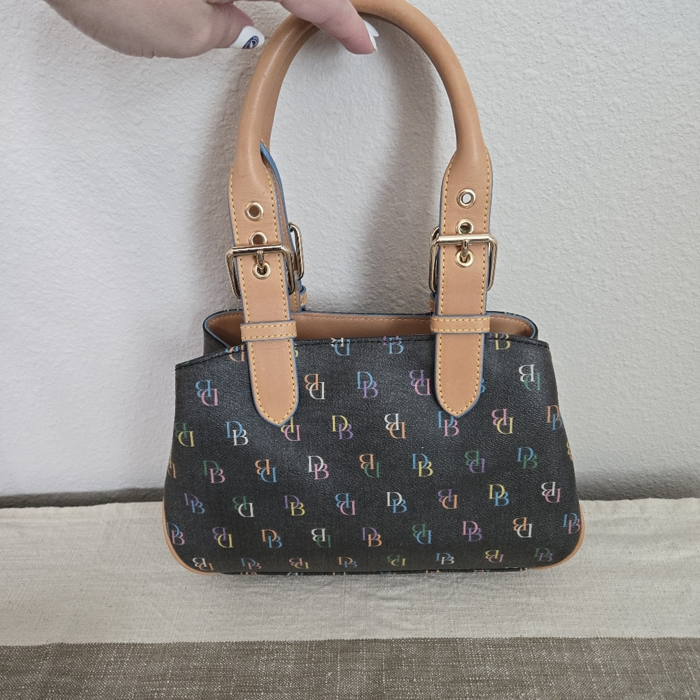 Dooney & Bourke Multicolor Monogram Satchel With Rainbow Zipper - Picture 2 of 9